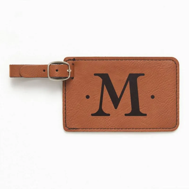 Single Initial Monogram Brown Luggage Tag sold by Paper Source