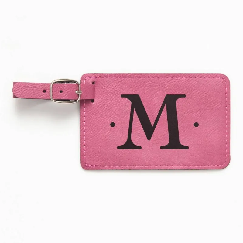 Single Initial Monogram Pink Luggage Tag sold by Paper Source