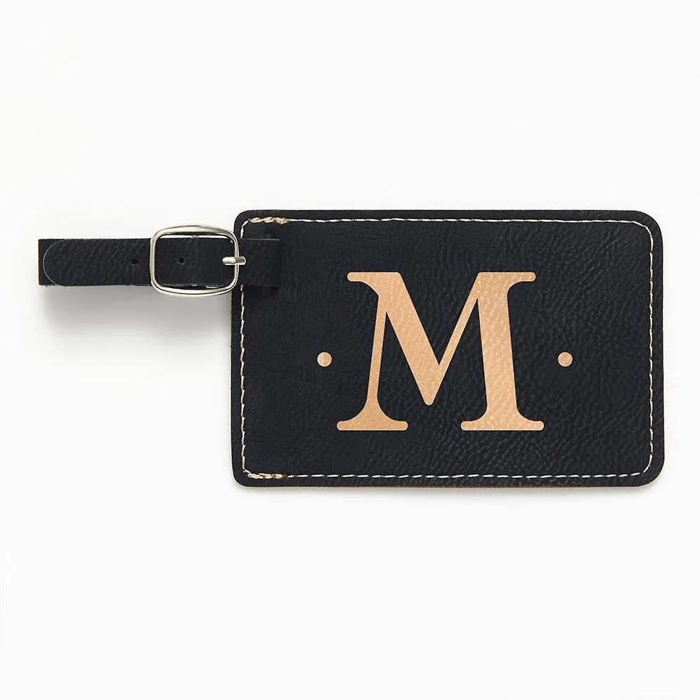Single Initial Monogram Black Luggage Tag sold by Paper Source