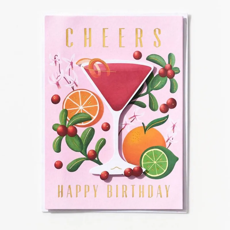 Cheers Cocktail Birthday Card sold by Paper Source