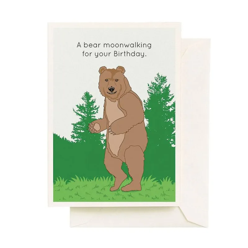 Moonwalking Bear Birthday Card sold by Paper Source