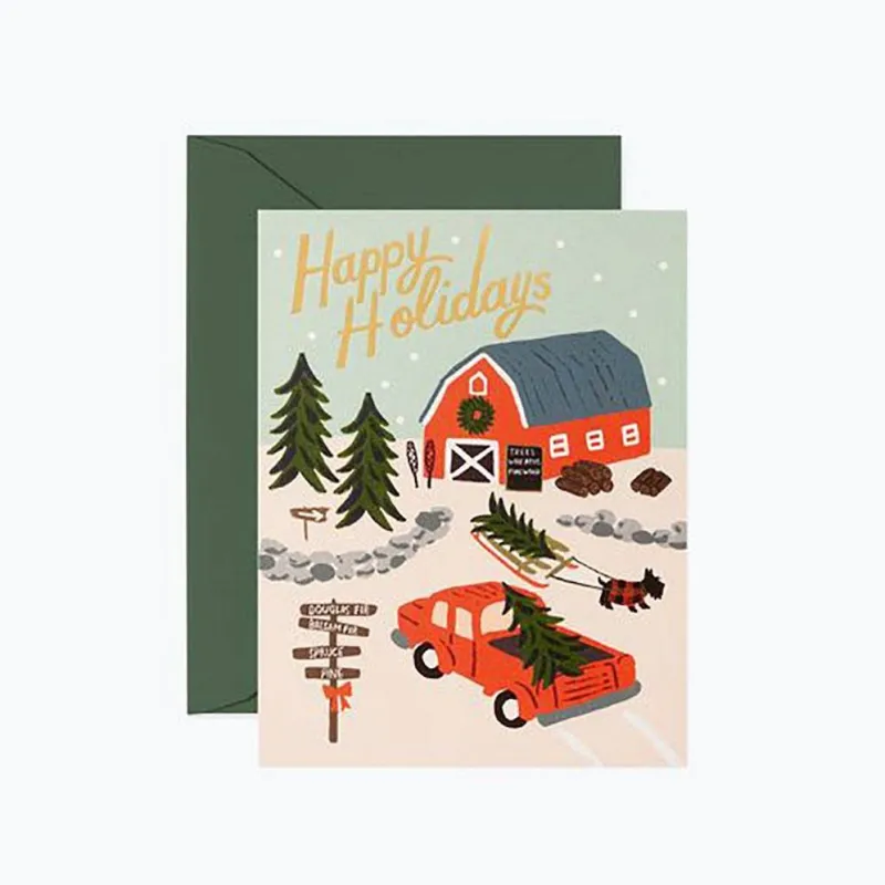 Rifle Paper Co. Tree Farm Holiday Card Set made by Paper Source