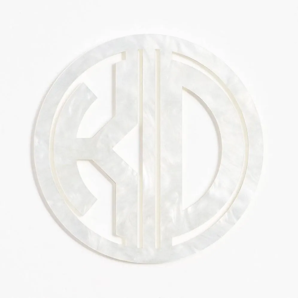 Pearl White Laser Cut Monogram Coasters sold by Paper Source