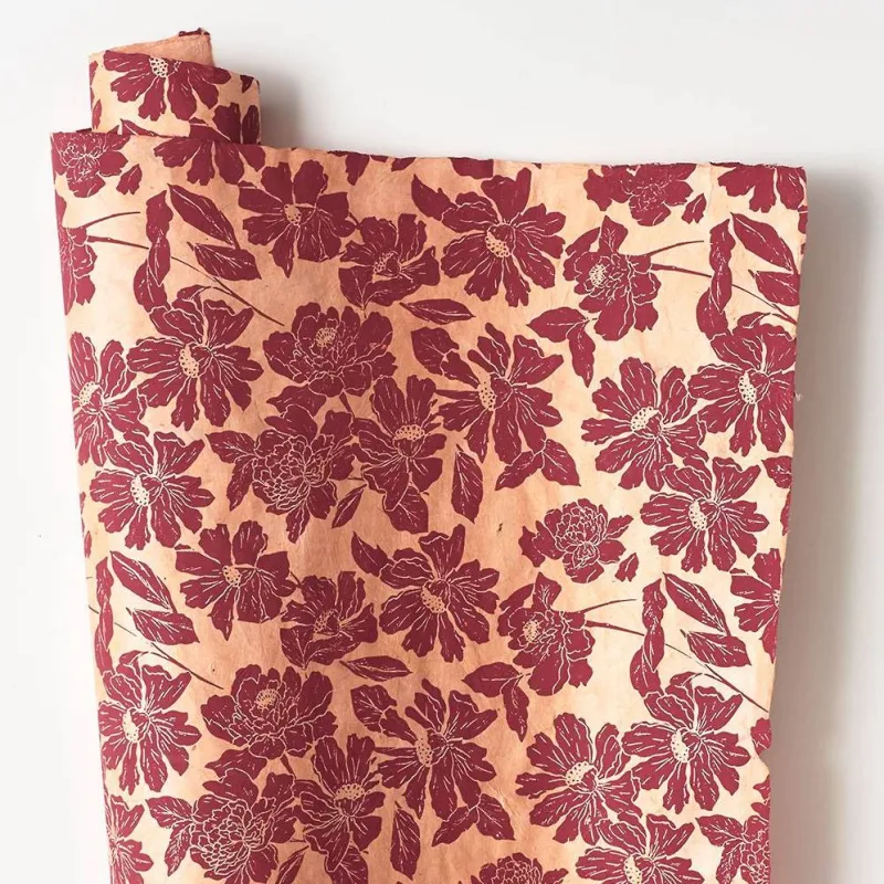 Burgundy Flower Blooms on Blush Handmade Paper sold by Paper Source