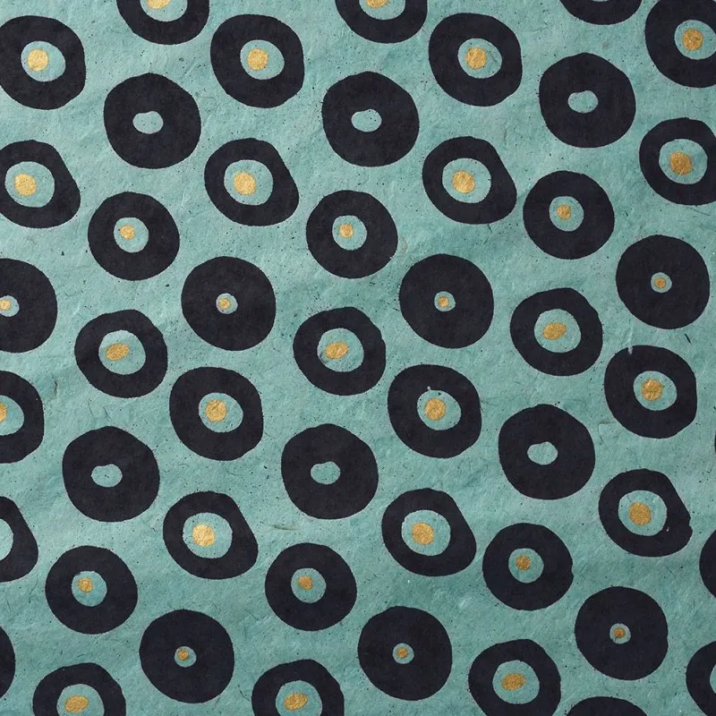 Navy and Gold Dots on Blue Handmade Paper sold by Paper Source