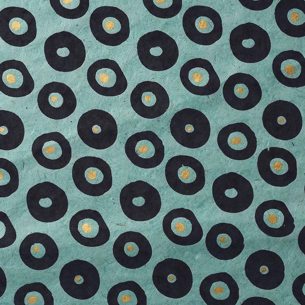 Navy and Gold Dots on Blue Handmade Paper sold by Paper Source