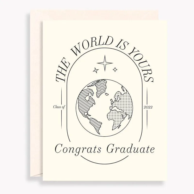 The World Is Yours Graduation Card sold by Paper Source