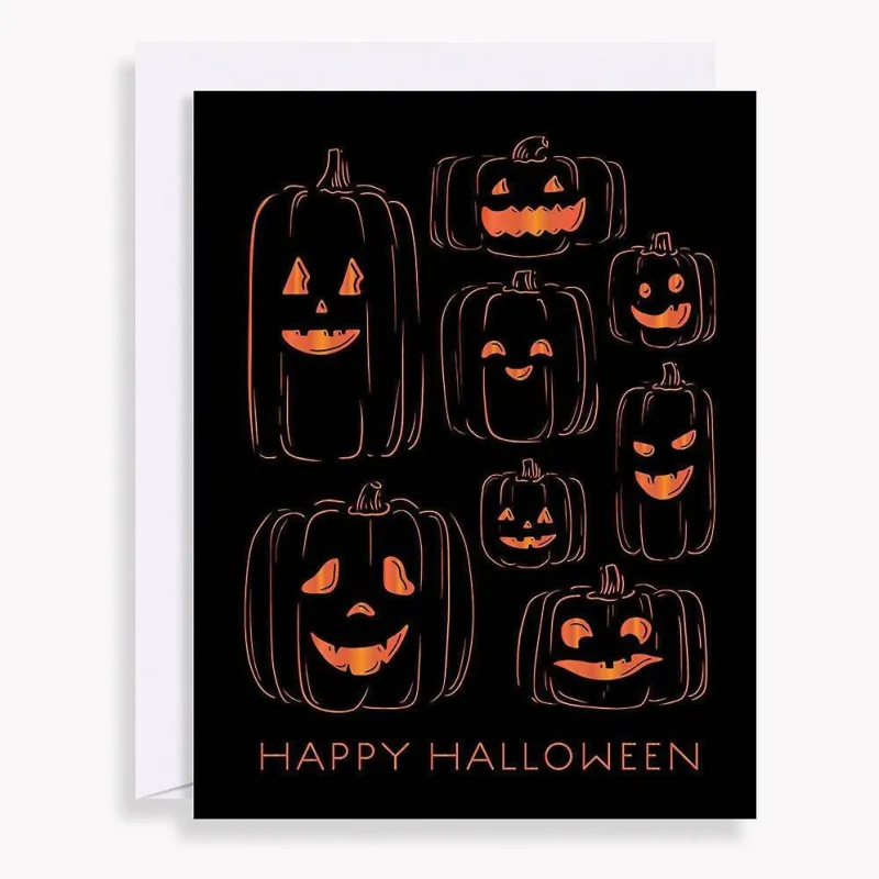 Foil Pumpkin Halloween Card sold by Paper Source