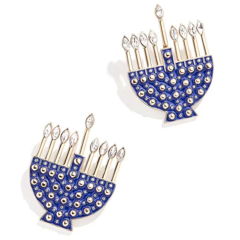 Blue Menorah Drop Earrings sold by Paper Source