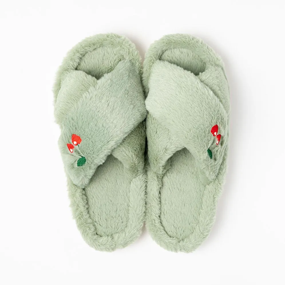 Furry Embroidered Slippers sold by Paper Source product image thumbnail 5