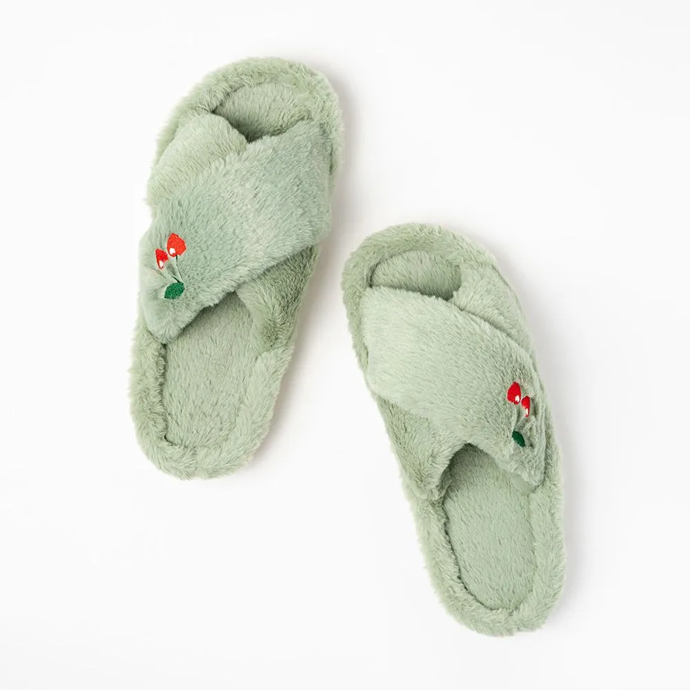 Furry Embroidered Slippers sold by Paper Source product image thumbnail 2