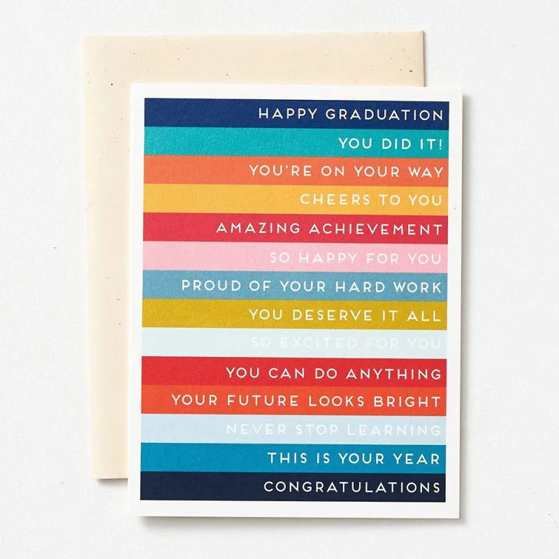 Happy Graduation Stripes Greeting Card sold by Paper Source