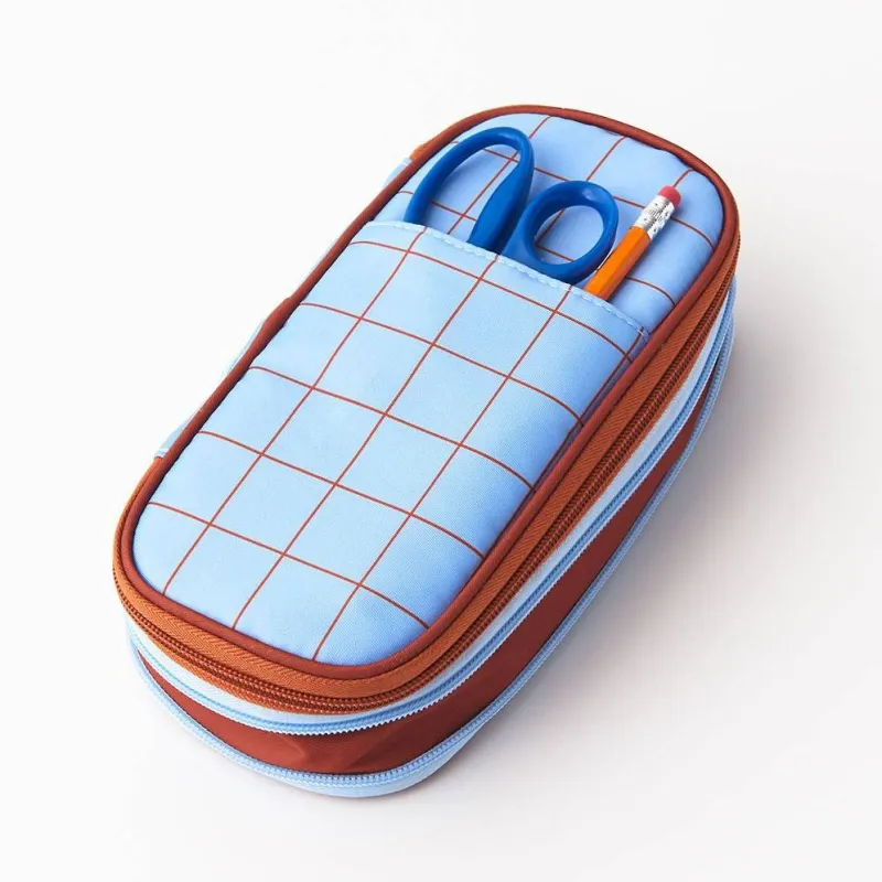 Blue Grid Expandable Pencil Case sold by Paper Source