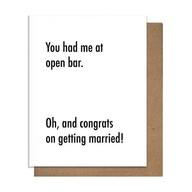 Had Me At Open Bar Wedding Card sold by Paper Source