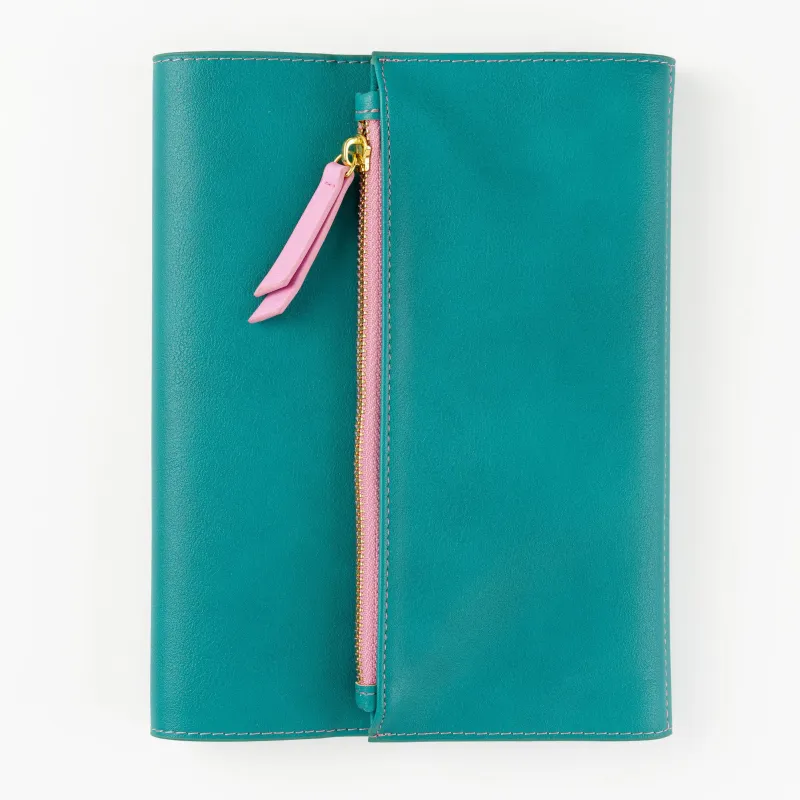 Paper Source A5 Journal Cover Clutch - Green/Pink sold by Paper Source