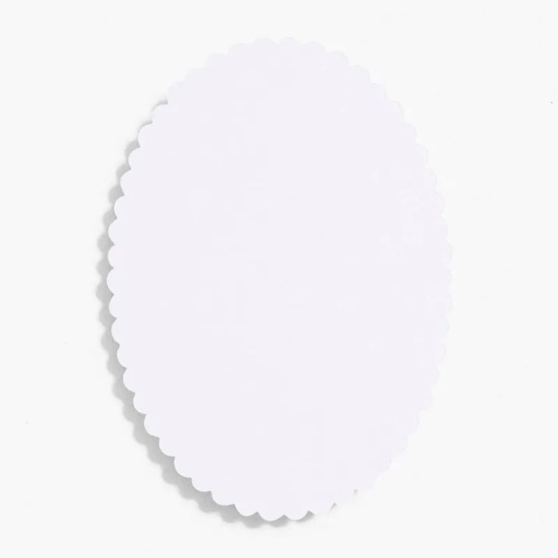 Scallop 4 Bar Pure White Oval Cards sold by Paper Source