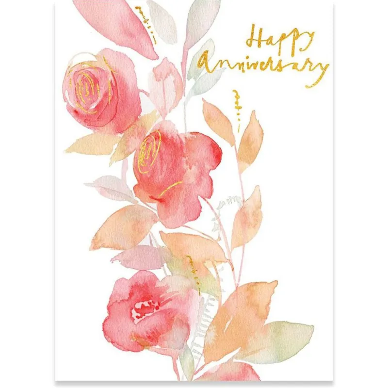 Watercolor Roses Anniversary Card sold by Paper Source