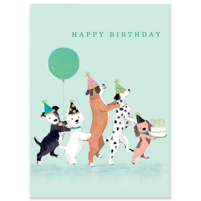 Dogs Conga Line Birthday Card sold by Paper Source