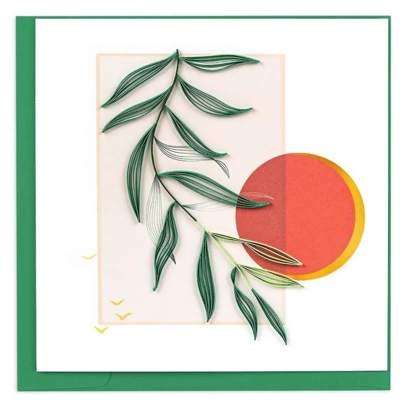 Quilled Minimalist Leaves & Sun Blank Greeting Card sold by Paper Source