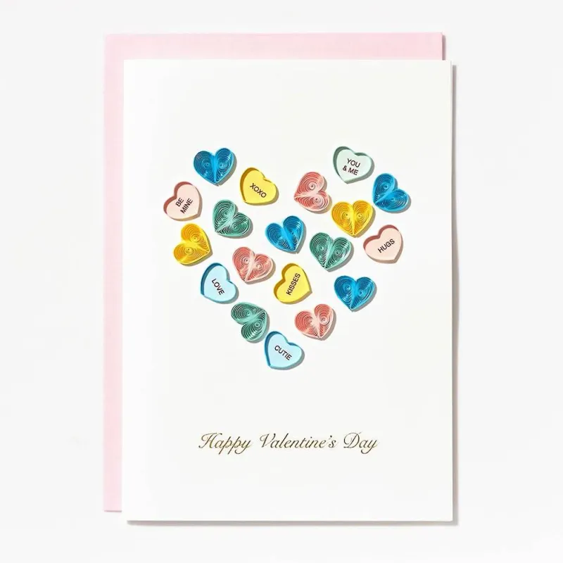 Quilling Candy Hearts Valentine's Day Card sold by Paper Source