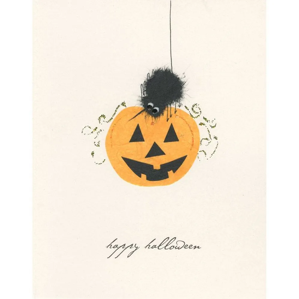 Spider On Pumpkin Halloween Card sold by Paper Source