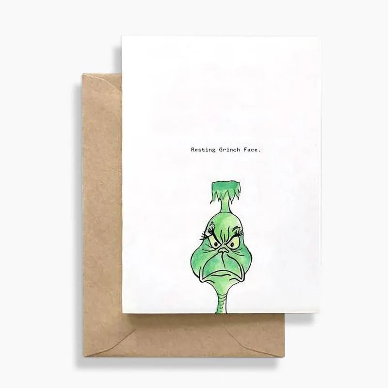 Resting Grinch Face Holiday Card made by Paper Source