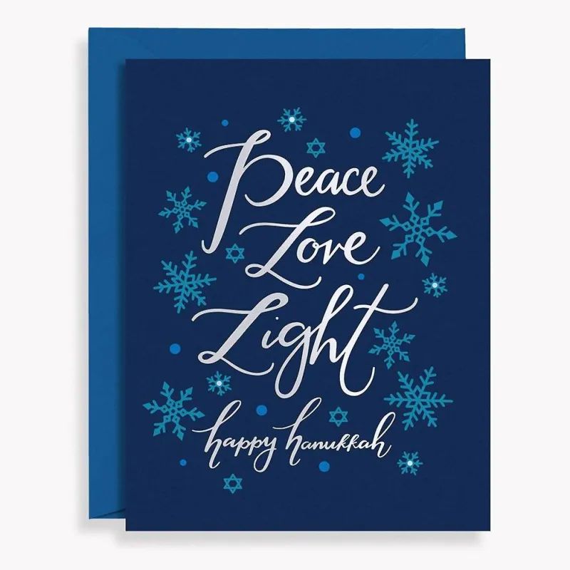 Peace Love Light Hanukkah Card sold by Paper Source