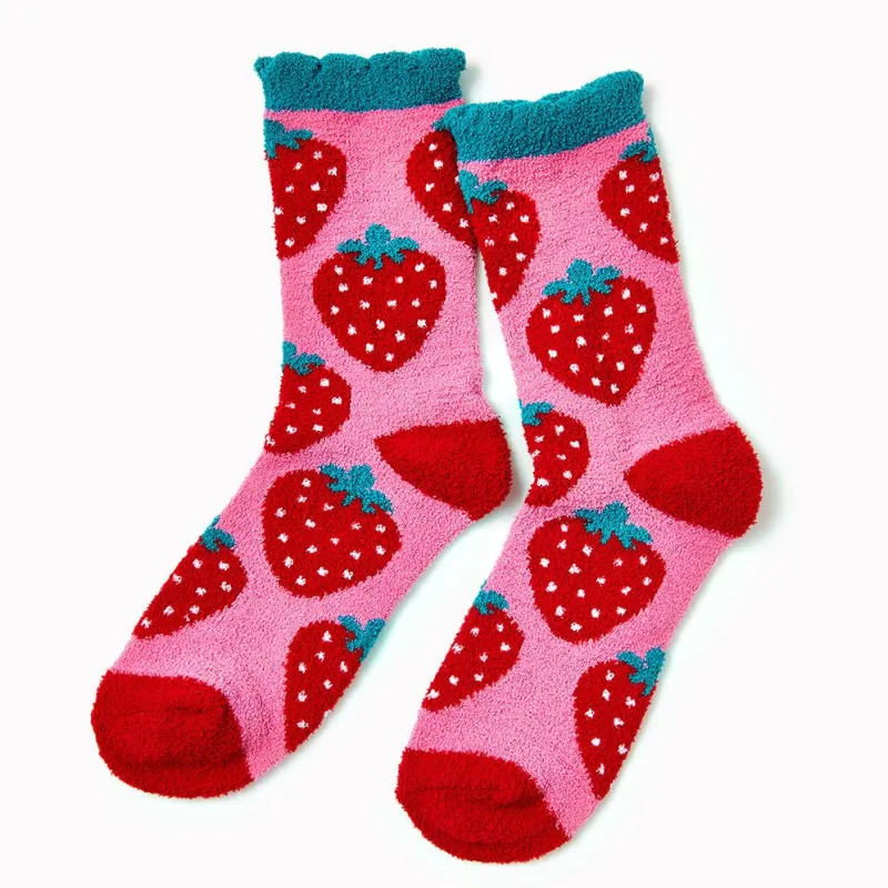 Fuzzy Strawberry Sock - Adult sold by Paper Source