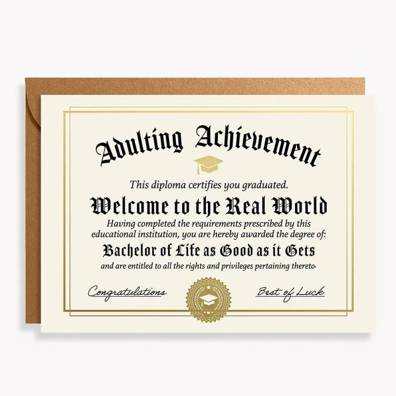 Adulting Diploma Graduation Card made by Paper Source