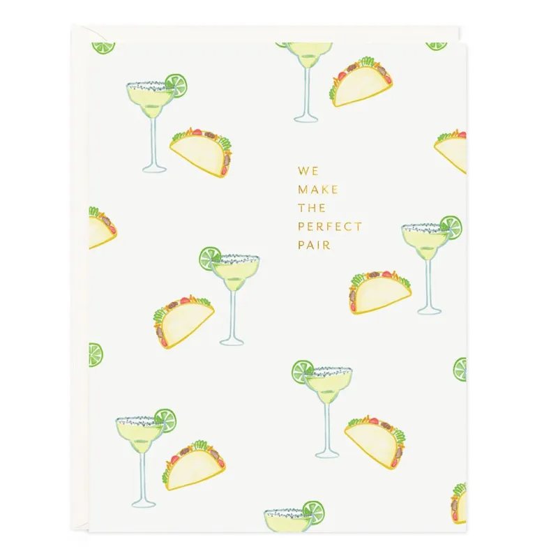 The Perfect Pair Tacos & Margaritas Love Card sold by Paper Source