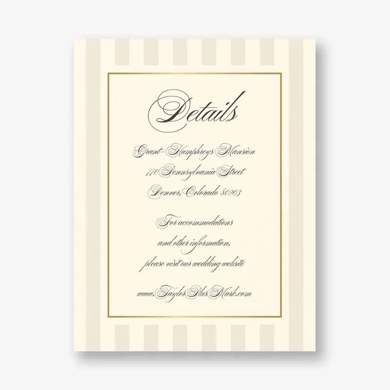 Posh Pinstripe Foil Information Card sold by Paper Source