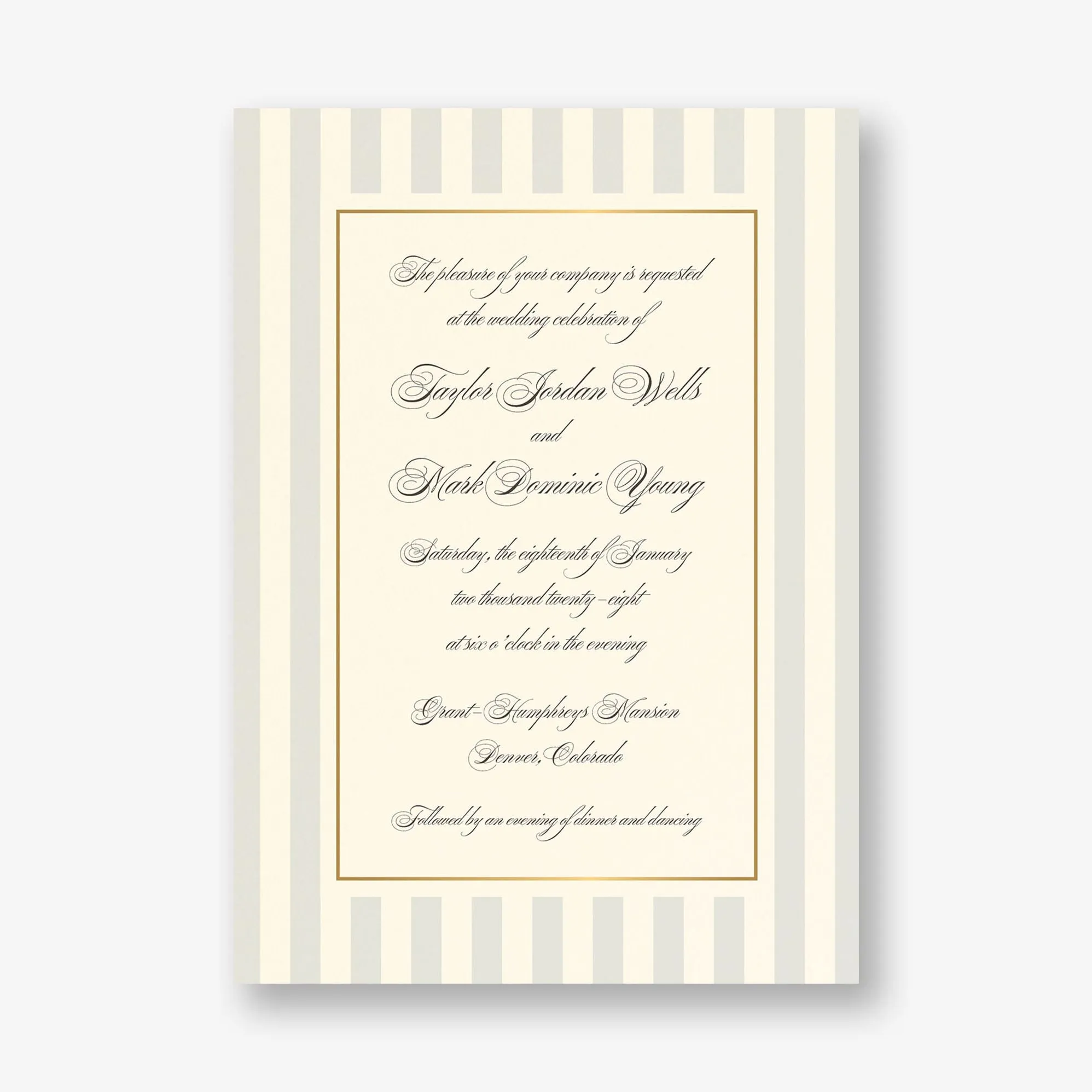 Posh Pinstripe Foil Wedding Invitation sold by Paper Source product image thumbnail 2