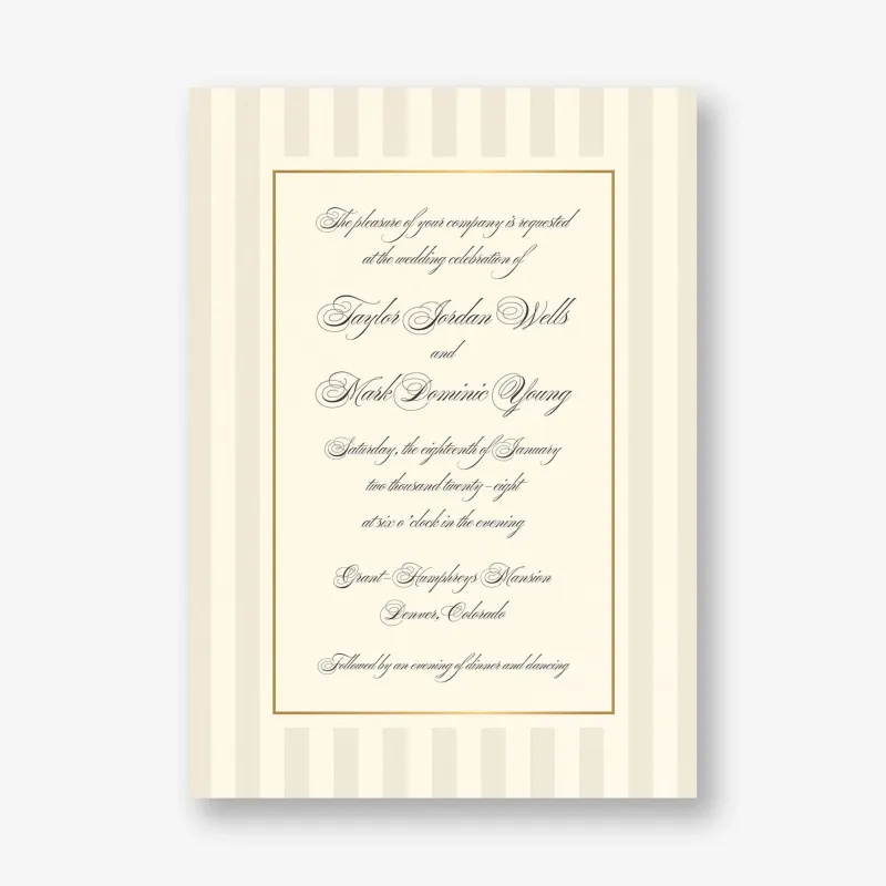 Posh Pinstripe Foil Wedding Invitation sold by Paper Source