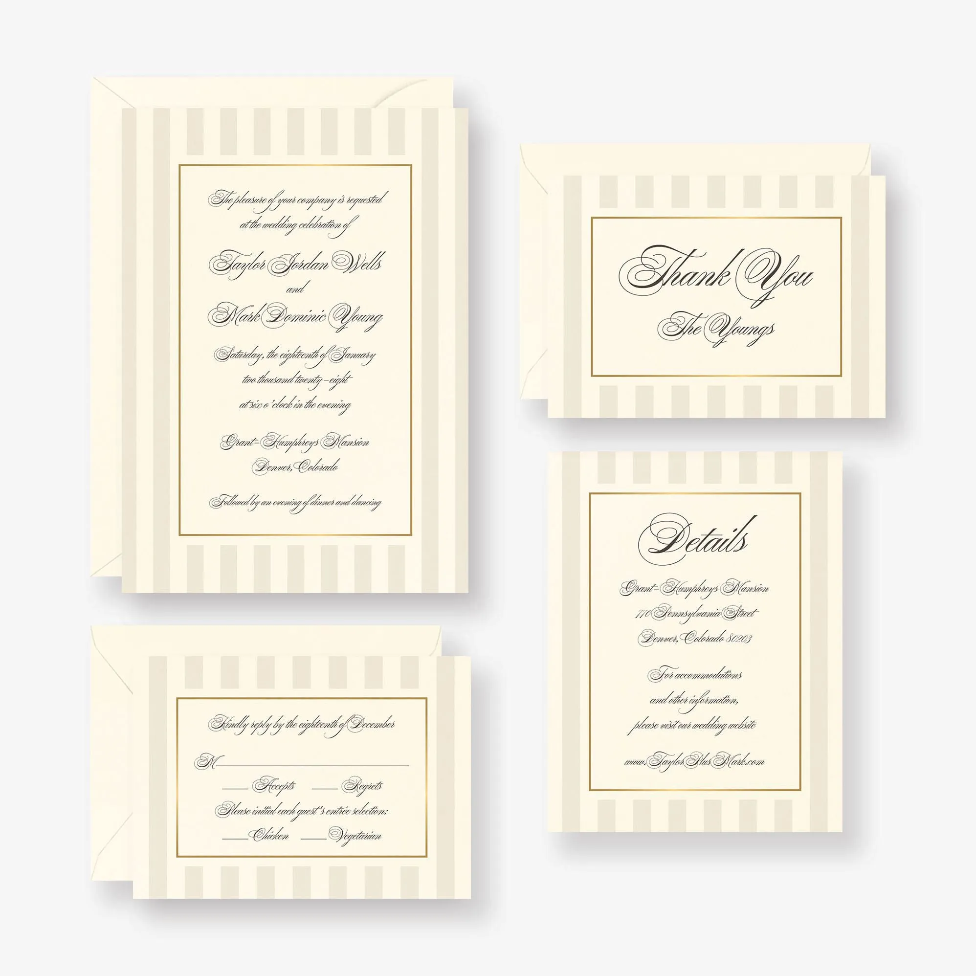 Posh Pinstripe Foil Wedding Invitation sold by Paper Source product image thumbnail 4
