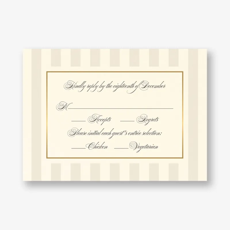 Posh Pinstripe Foil Response Card sold by Paper Source