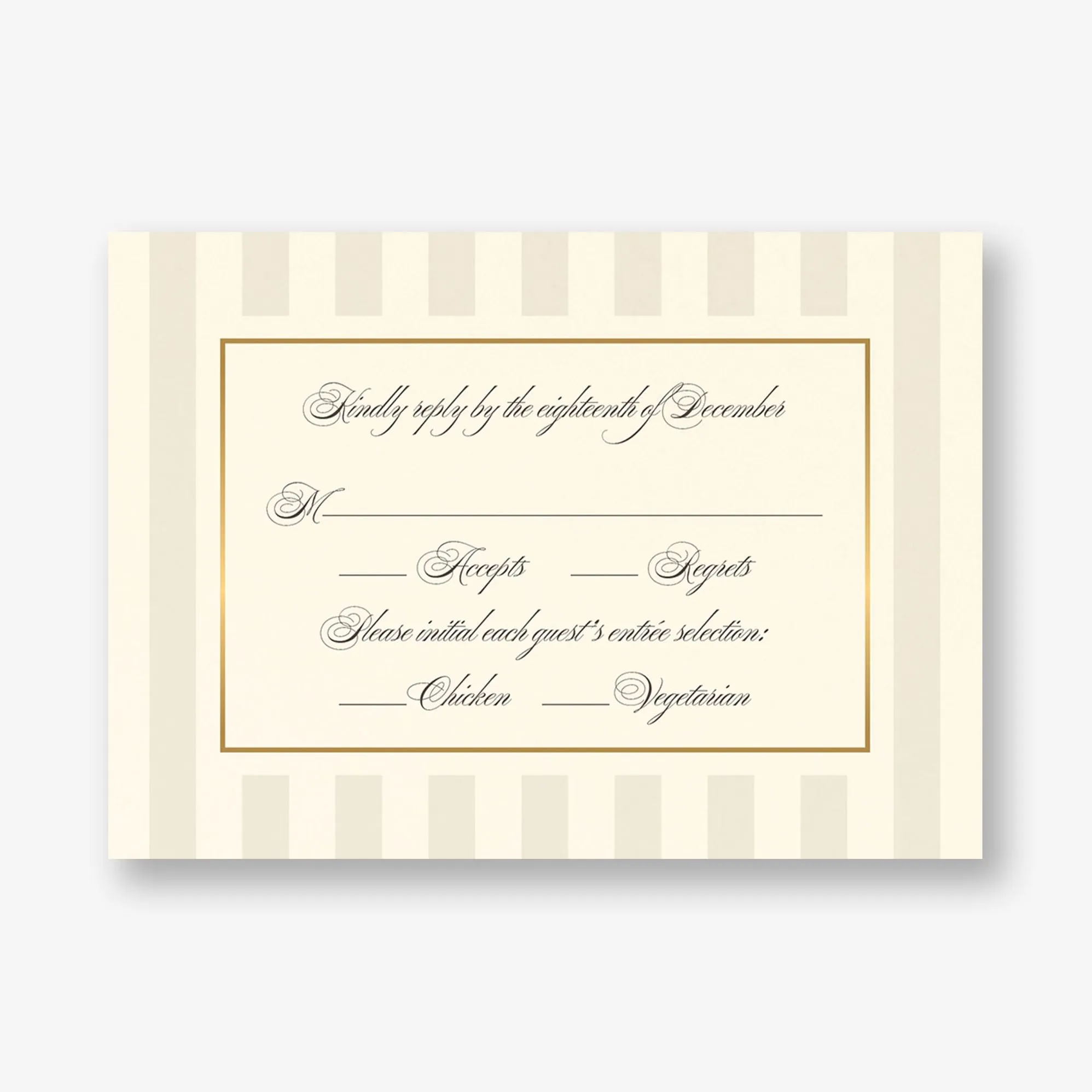 Posh Pinstripe Foil Response Card sold by Paper Source