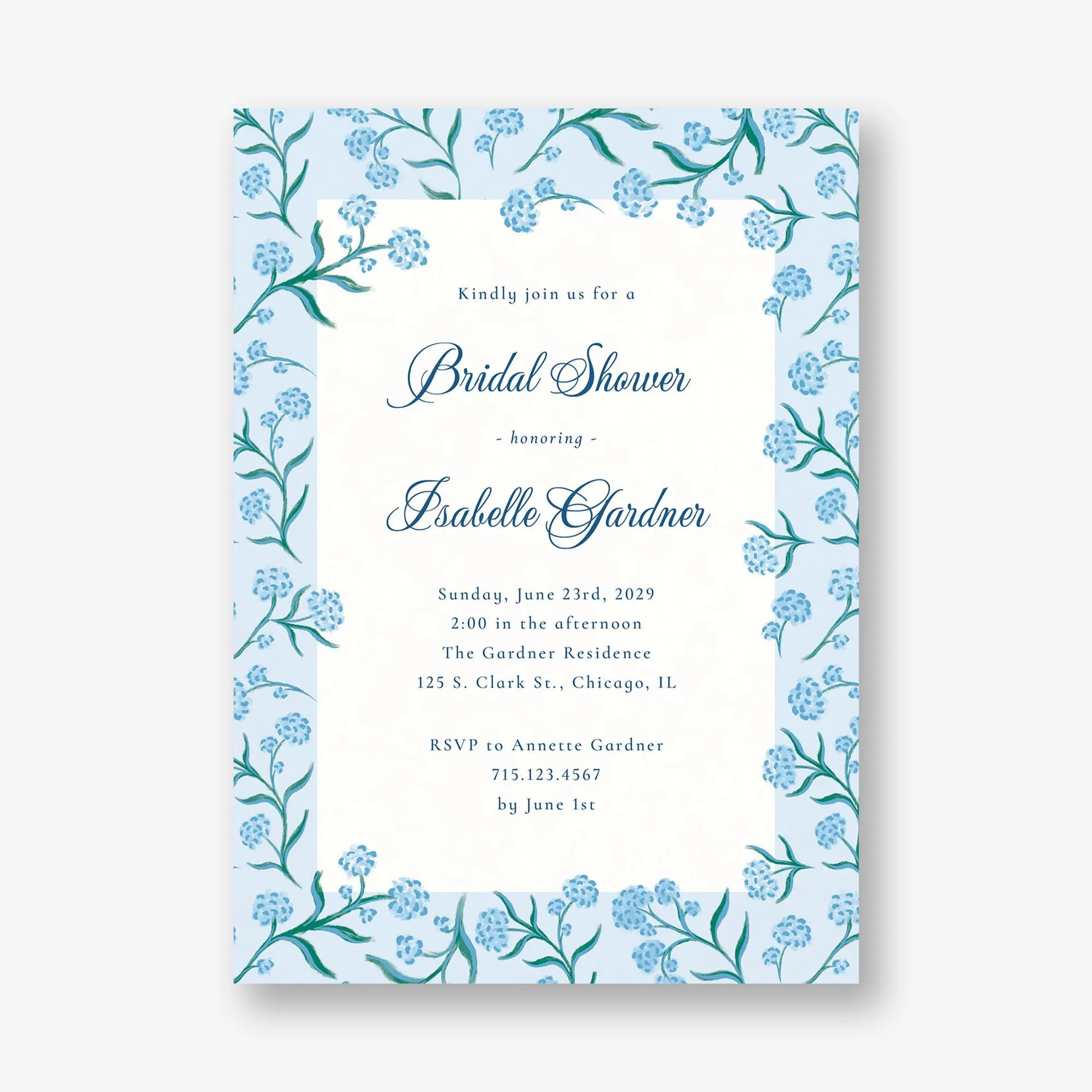 Blue Hydrangea Bridal Shower Invitation sold by Paper Source
