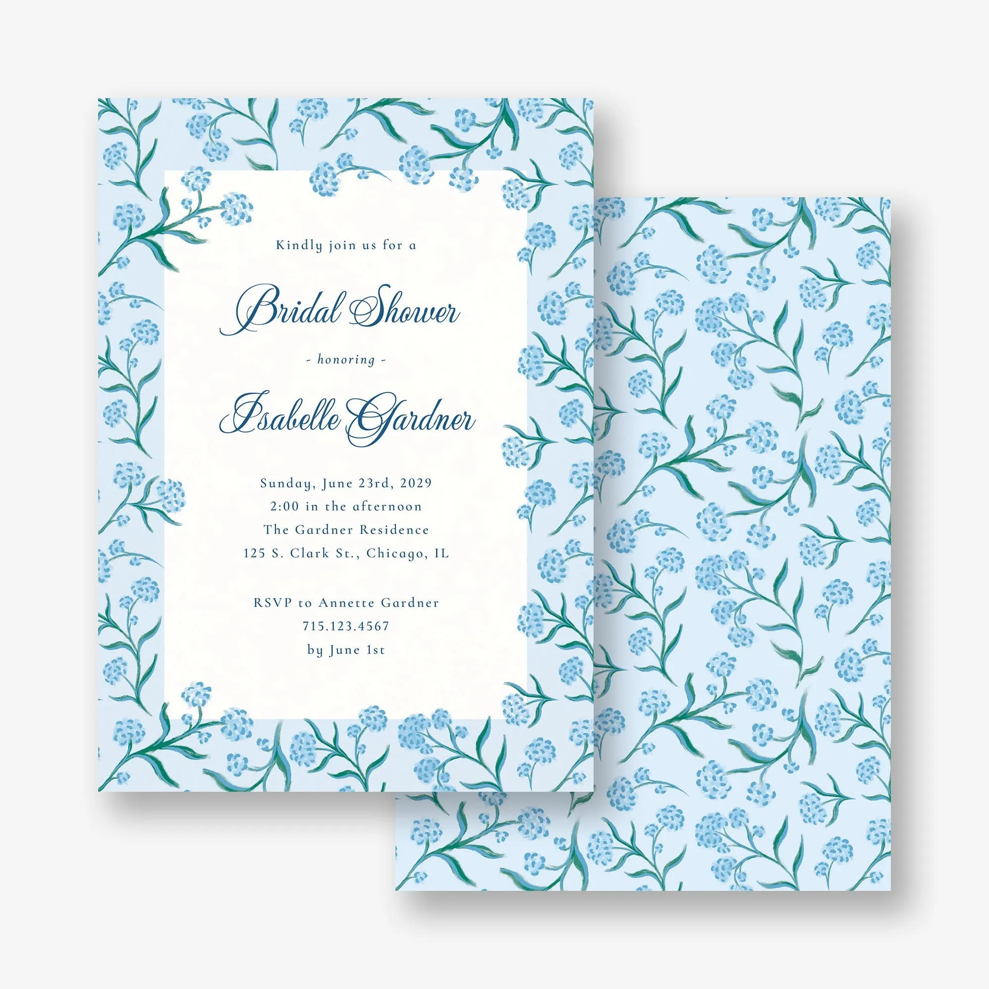 Blue Hydrangea Bridal Shower Invitation sold by Paper Source product image thumbnail 3