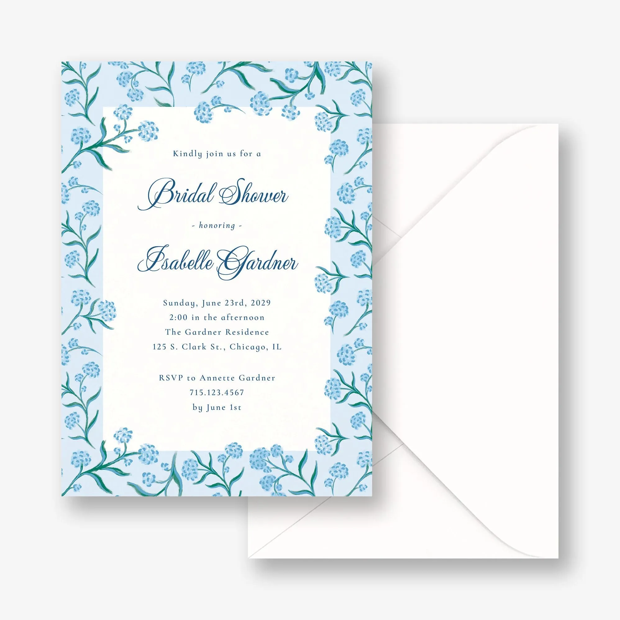 Blue Hydrangea Bridal Shower Invitation sold by Paper Source product image thumbnail 2