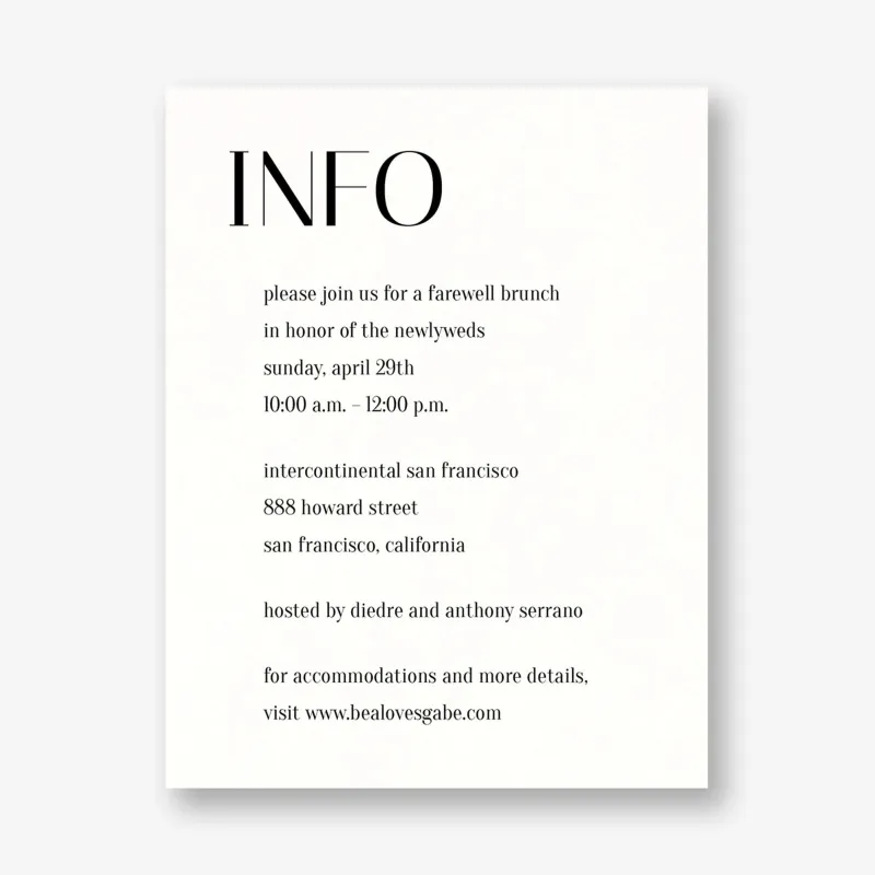 Stacked Deco Type Information Card sold by Paper Source
