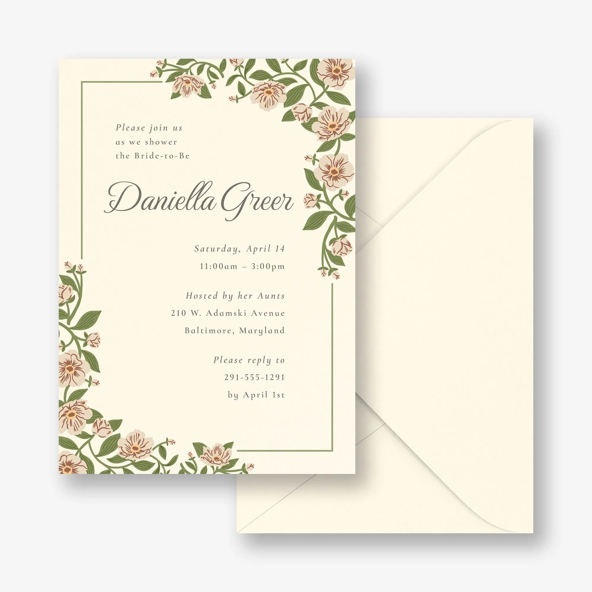 Vintage Primrose Bridal Shower Invitation sold by Paper Source product image thumbnail 4