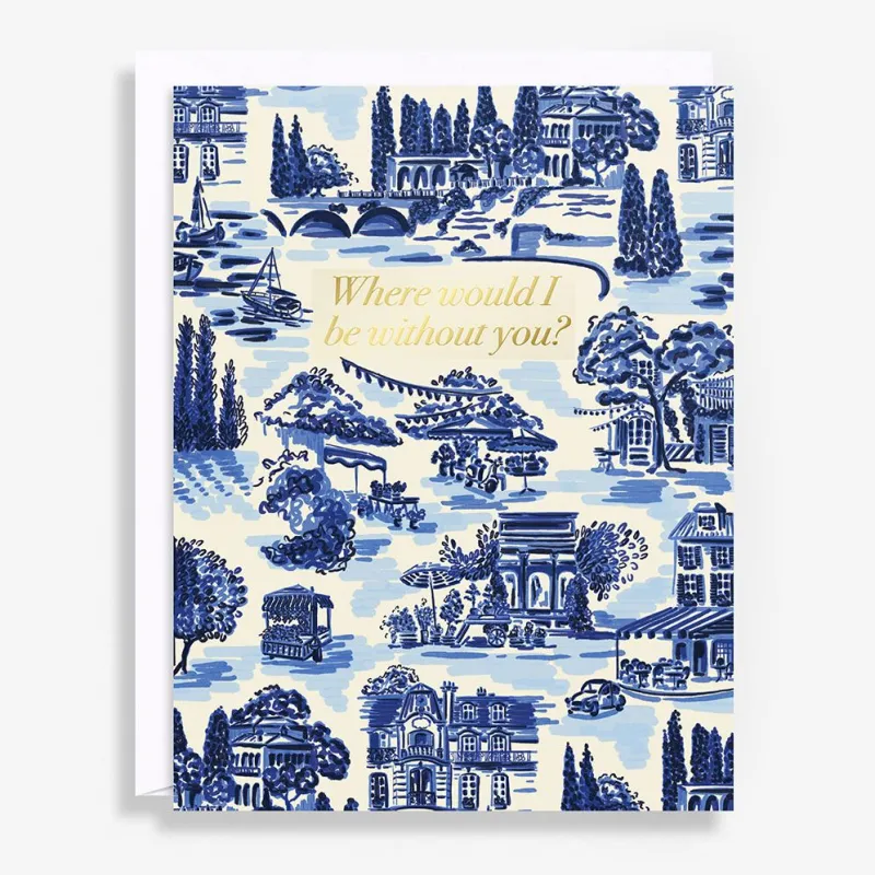 Blue Toile Thank You Card sold by Paper Source