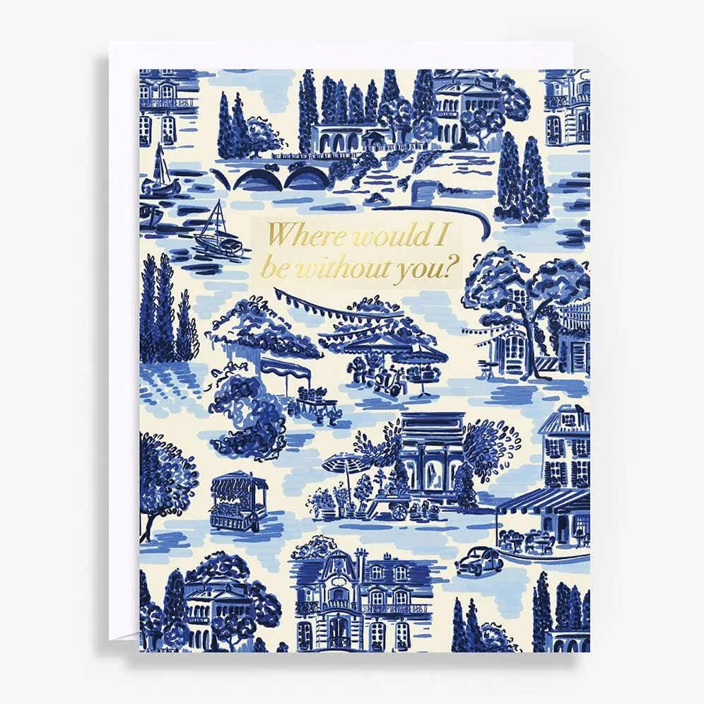 Blue Toile Thank You Card sold by Paper Source