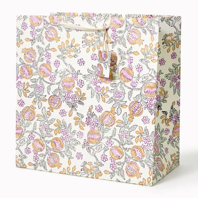 Pomegranate Lavender Block Printed Large Gift Bag sold by Paper Source