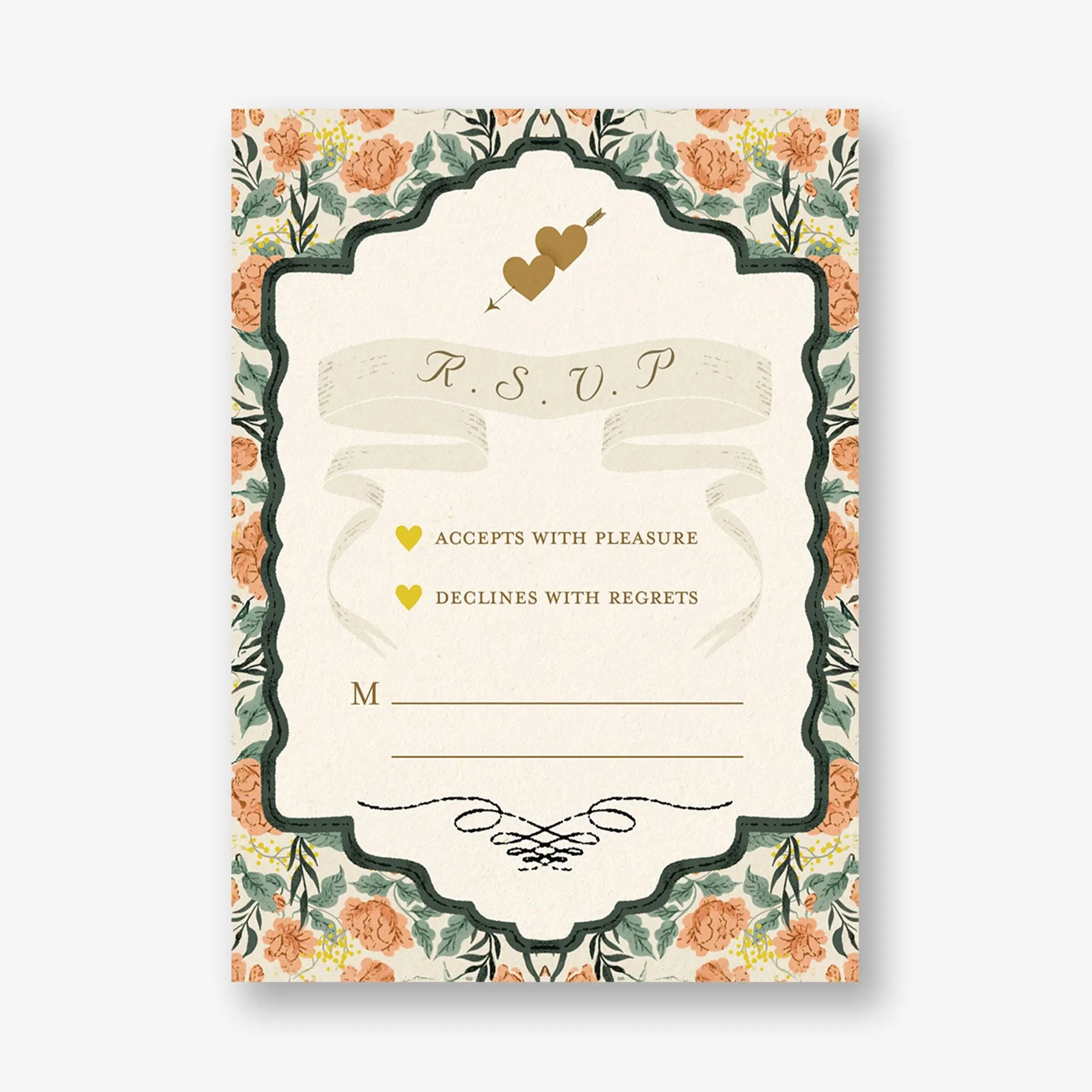 Vintage Hearts Response Card sold by Paper Source