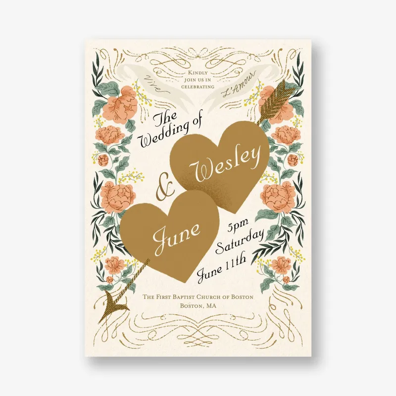 Vintage Hearts Wedding Invitation made by Paper Source