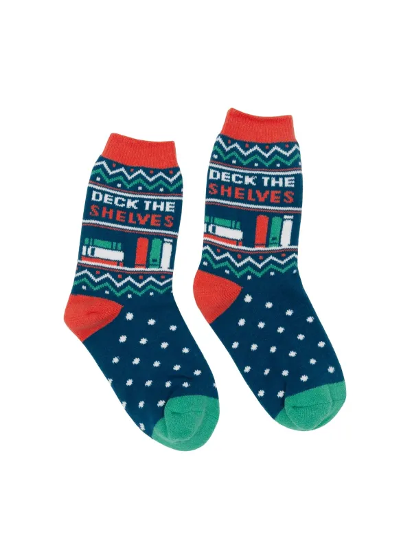 Deck the Shelves Cozy Socks made by Out of Print