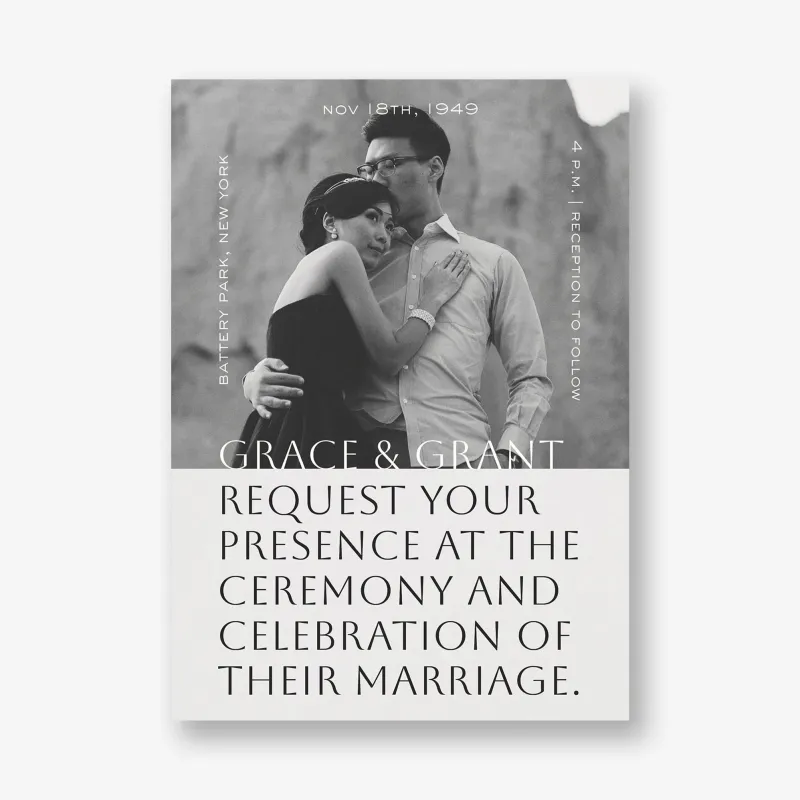 Cinematic Portrait Photo Wedding Invitation made by Paper Source
