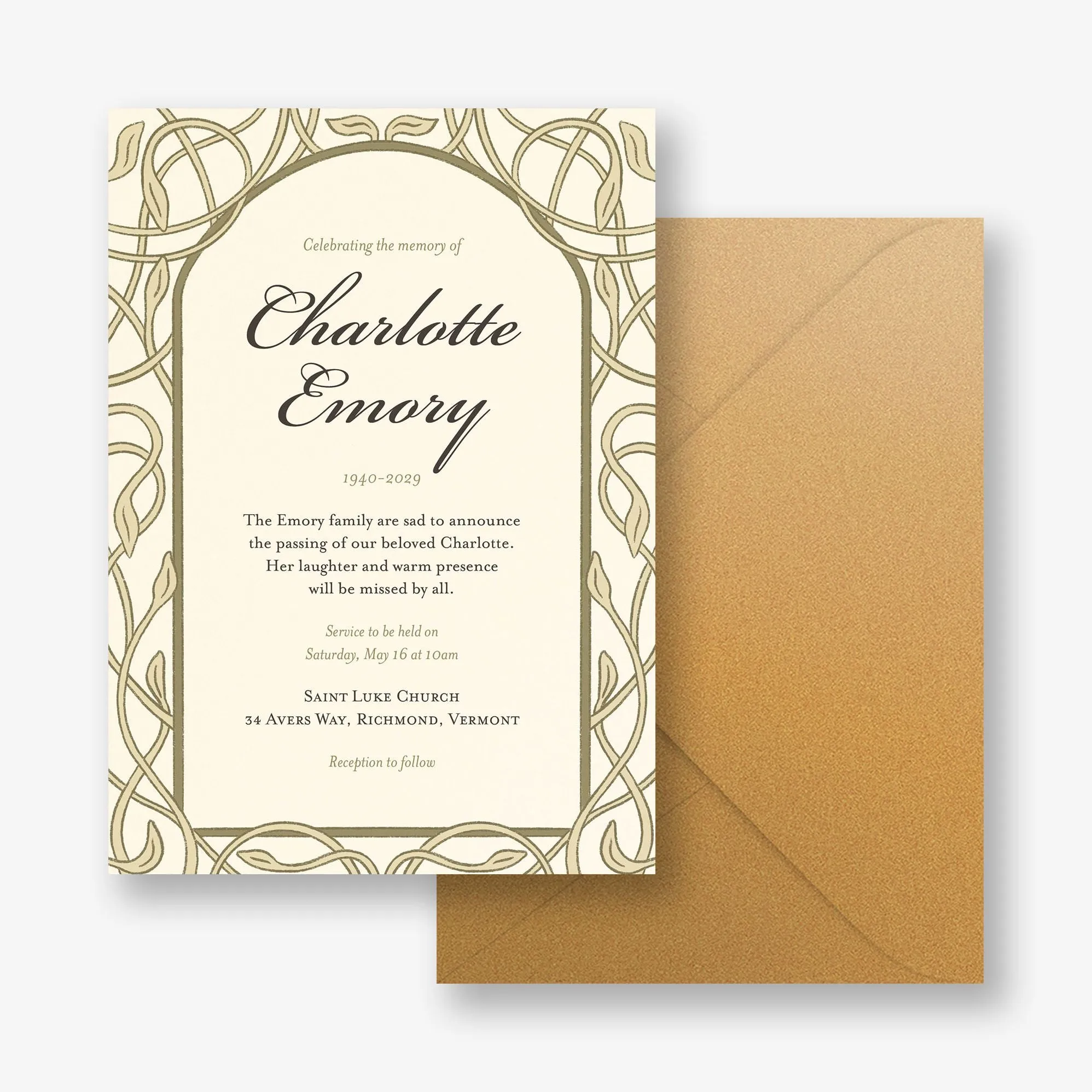 Braided Vines Memorial Card sold by Paper Source product image thumbnail 2