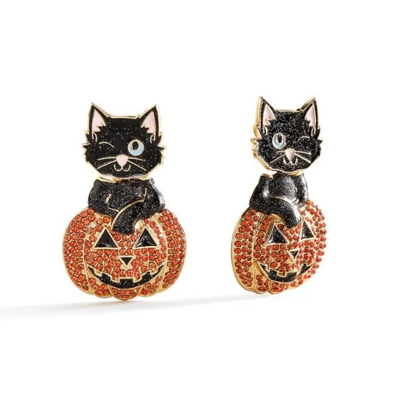 Cat in Pumpkin Statement Earring made by BaubleBar
